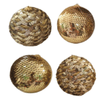 Esferas Navideñas Lentejuela Dorada Paquete de 4