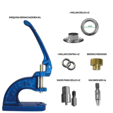Maquina para remachar, dado para ojillo y ojillos