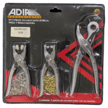 Sacabocado de estrella, pinza y remachadora