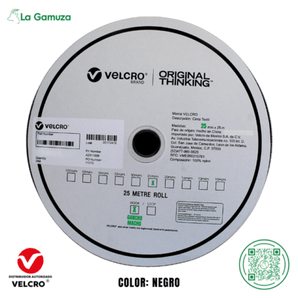 Gancho 25 mm Negro Marca Velcro