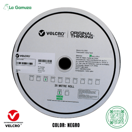 Gancho 38 mm Negro Marca Velcro