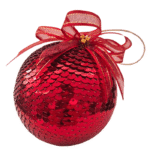 Esferas Navideñas Lentejuela Rojo con Liston 1