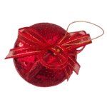 Esferas Navideñas Lentejuela Rojo con Liston 2