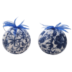 Esferas Navideñas Estampado Azul Par