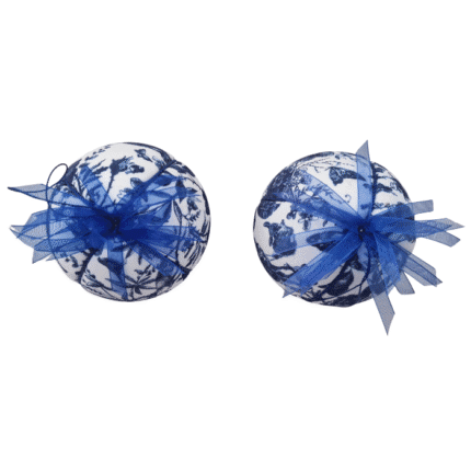 Esferas Navideñas Estampado Azul Paquete de 2