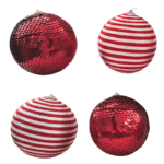 Esferas Navideñas Rojo Caramelo 4 Piezas